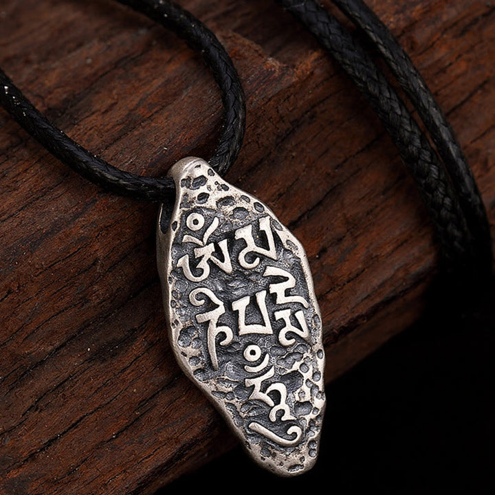 Buddha Stones Tibetan 925 Sterling Silver Om Mani Padme Hum Dorje Vajra Engraved Strength Necklace Pendant - image 10