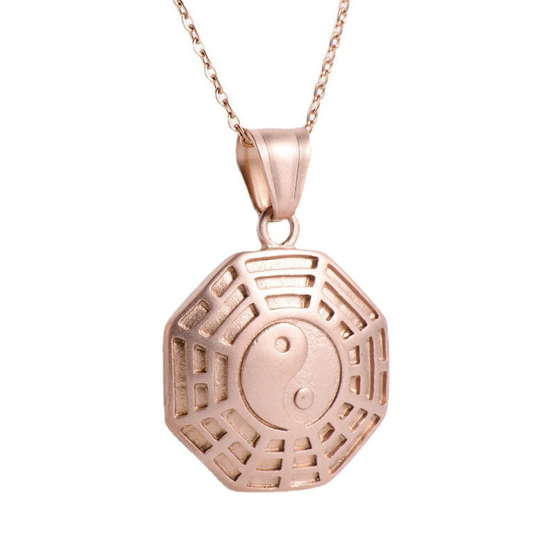 Bagua Yin Yang Titanium Steel Balance Necklace Chain Pendant - image 14