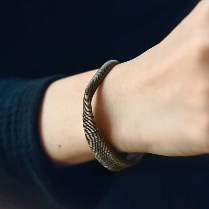 Buddha Stones Simple Design Wrapped Copper Luck Wealth Adjustable Cuff Bracelet - image 9