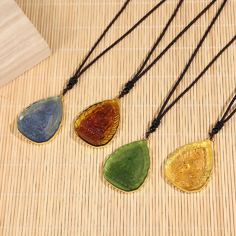 Tibetan Buddha Liuli Crystal Serenity Necklace Pendant - image 2