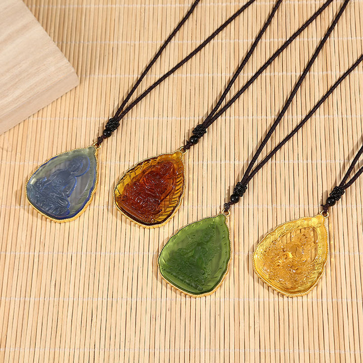 Tibetan Buddha Liuli Crystal Serenity Necklace Pendant - image 2