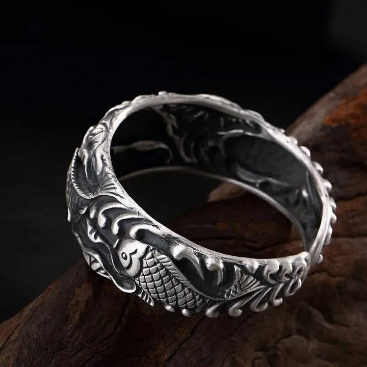 Buddha Stones Koi Fish Lotus Luck Wealth Bracelet Bangle - image 3