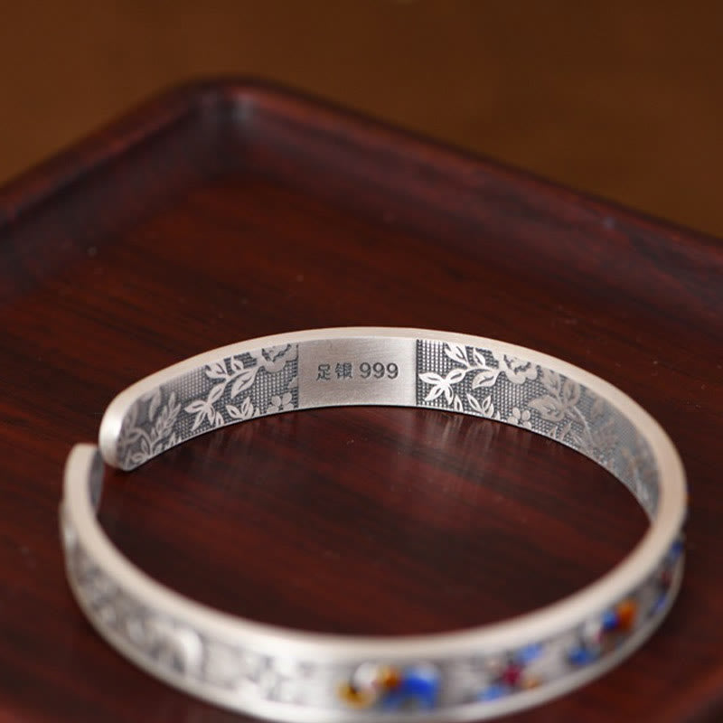 Buddha Stones 999 Sterling Silver Elephant Strength Wisdom Bracelet Cuff Bangle - image 5