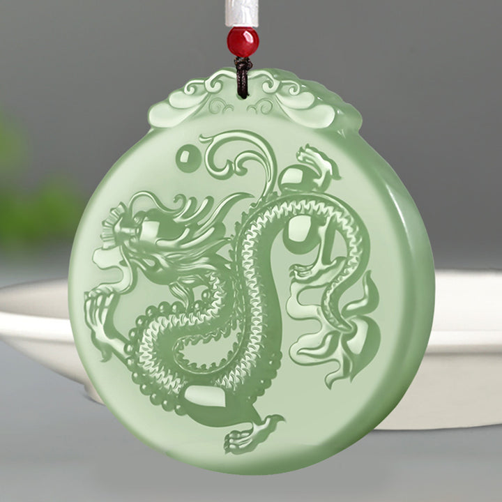 Buddha Stones Chinese Zodiac Dragon Jade Luck Necklace String Pendant - Jade - image 1