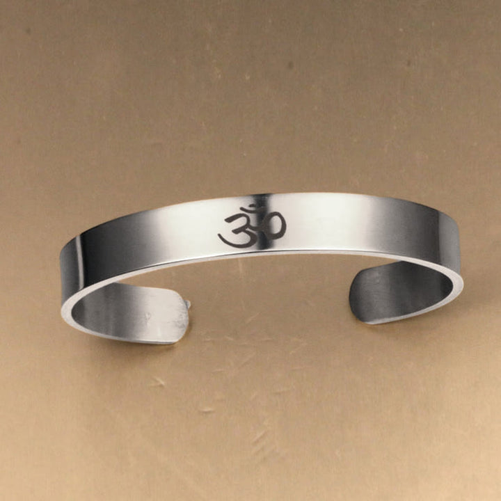 Buddha Stones Tibetan OM Symbol Mindfulness Cuff Bracelet Bangle - image 5