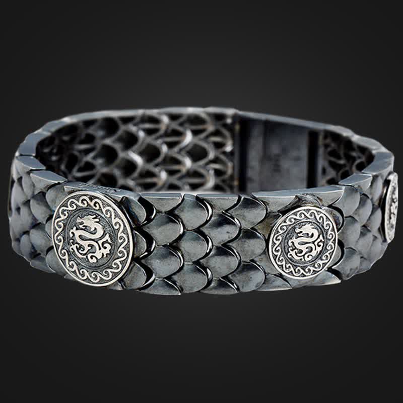 Buddha Stones 925 Sterling Silver Dragon Scales Luck Success Bracelet Bangle - image 5