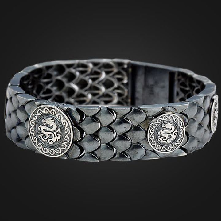 Buddha Stones 925 Sterling Silver Dragon Scales Luck Success Bracelet Bangle - image 5