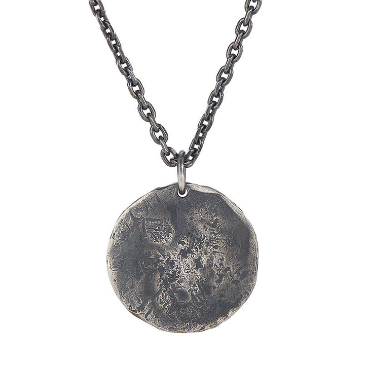 Buddha Stones 990 Sterling Silver Yin Yang Hammer Texture Harmony Necklace Pendant - image 4