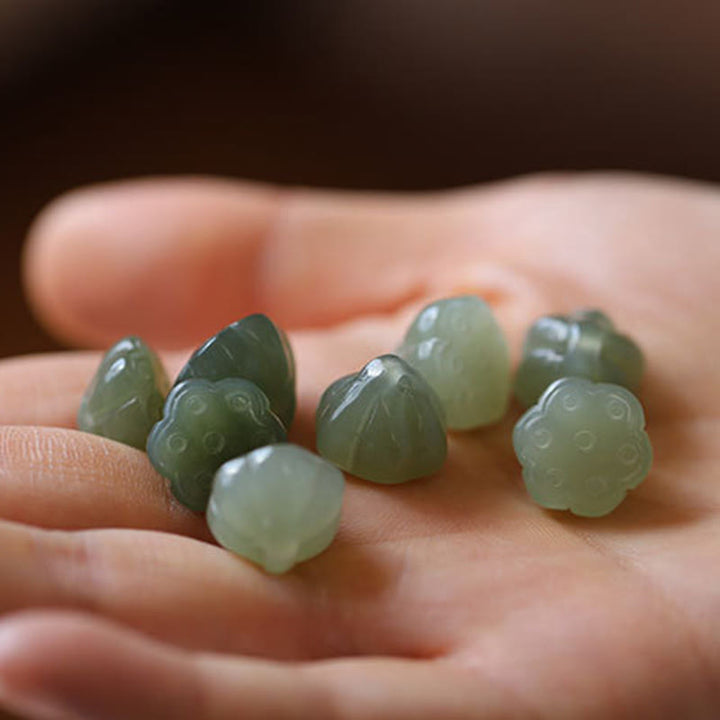 Natural Round Jade Peace Buckle Lotus Abundance String Necklace Pendant - image 9