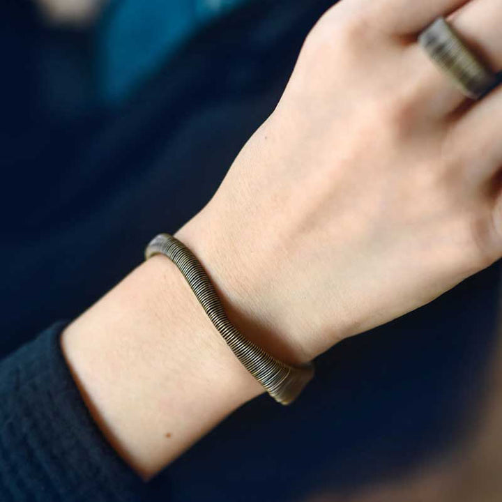 Buddha Stones Simple Design Wrapped Copper Luck Wealth Adjustable Cuff Bracelet - image 10