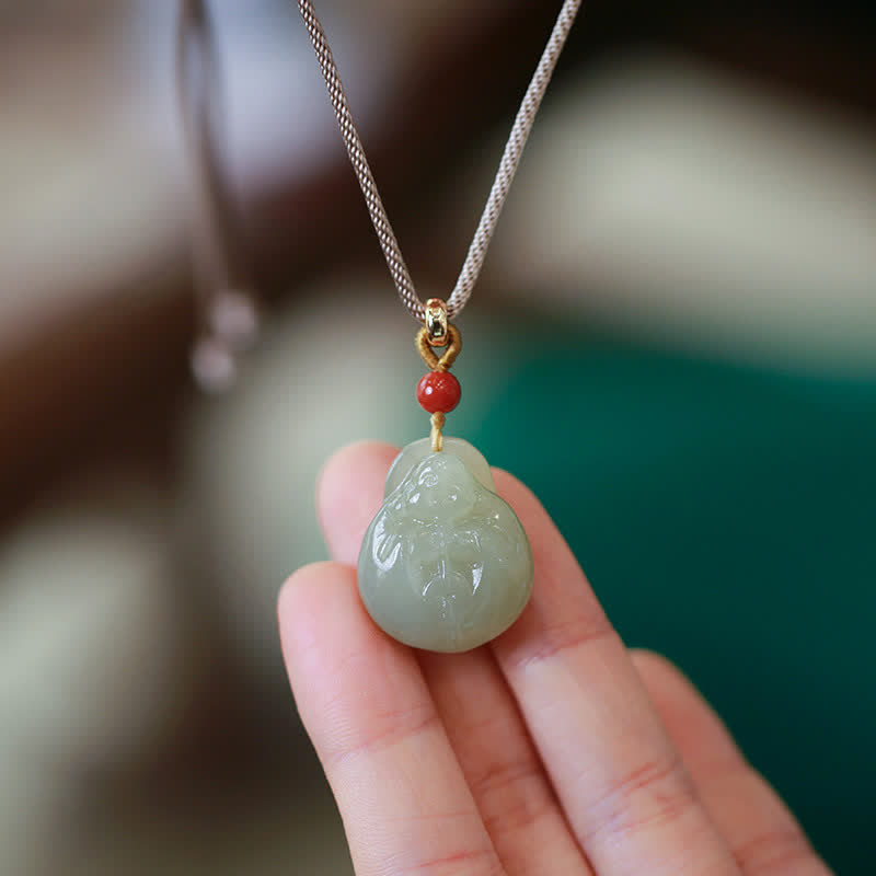 Laughing Buddha Hetian Jade Wealth Prosperity String Necklace Pendant - image 5