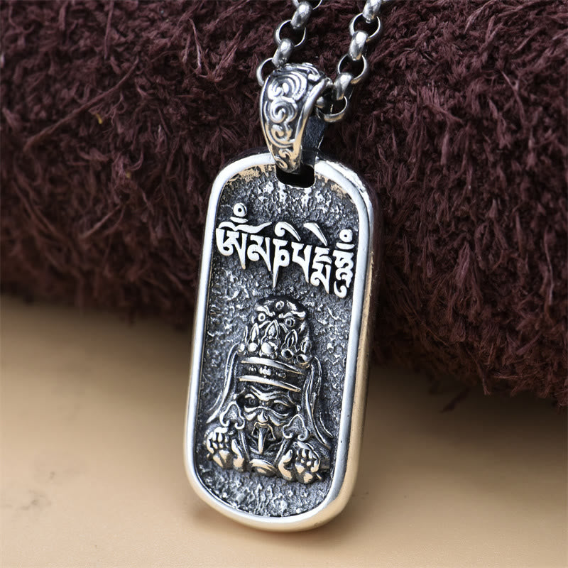 Buddha Stones 925 Sterling Silver Zakiram Goddess of Wealth Om Mani Padme Hum Peace Necklace Pendant - image 1