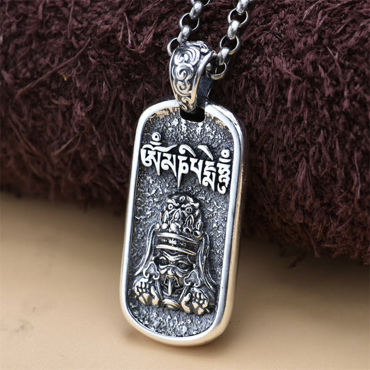 Buddha Stones 925 Sterling Silver Zakiram Goddess of Wealth Om Mani Padme Hum Peace Necklace Pendant - image 1
