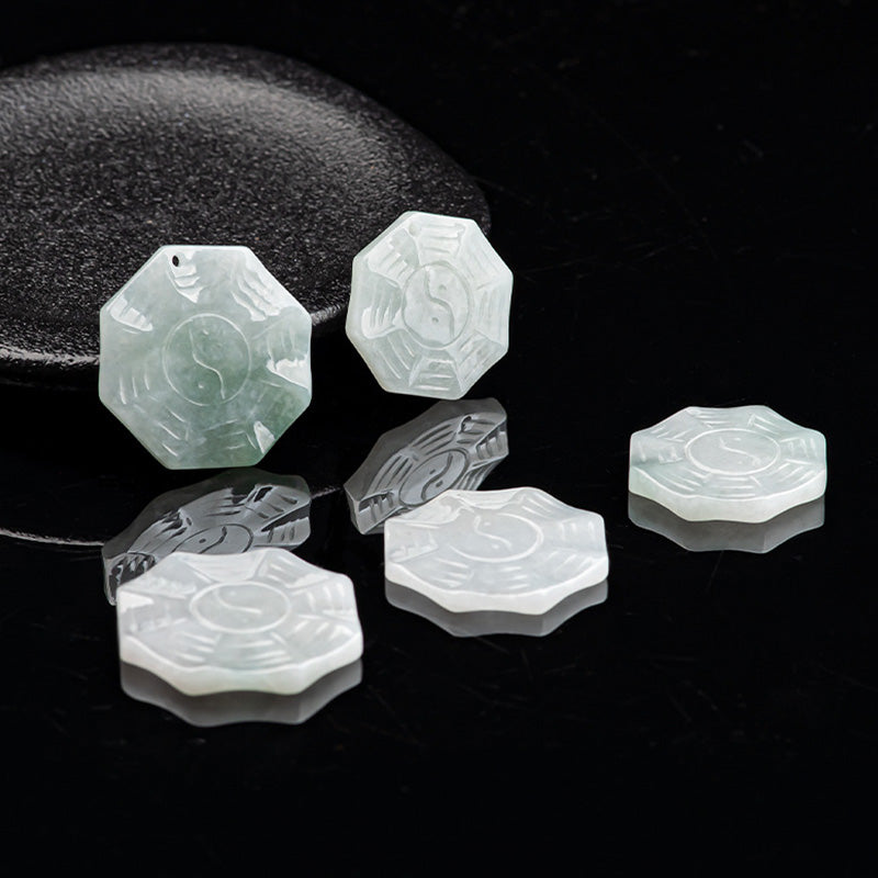 Natural Jade Bagua Yin Yang Luck Necklace Pendant - image 6