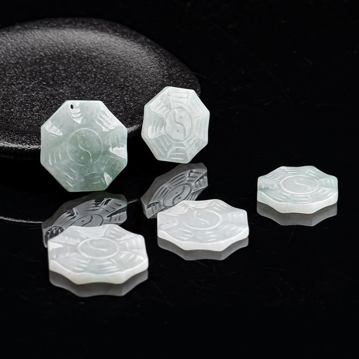 Natural Jade Bagua Yin Yang Luck Necklace Pendant - image 6