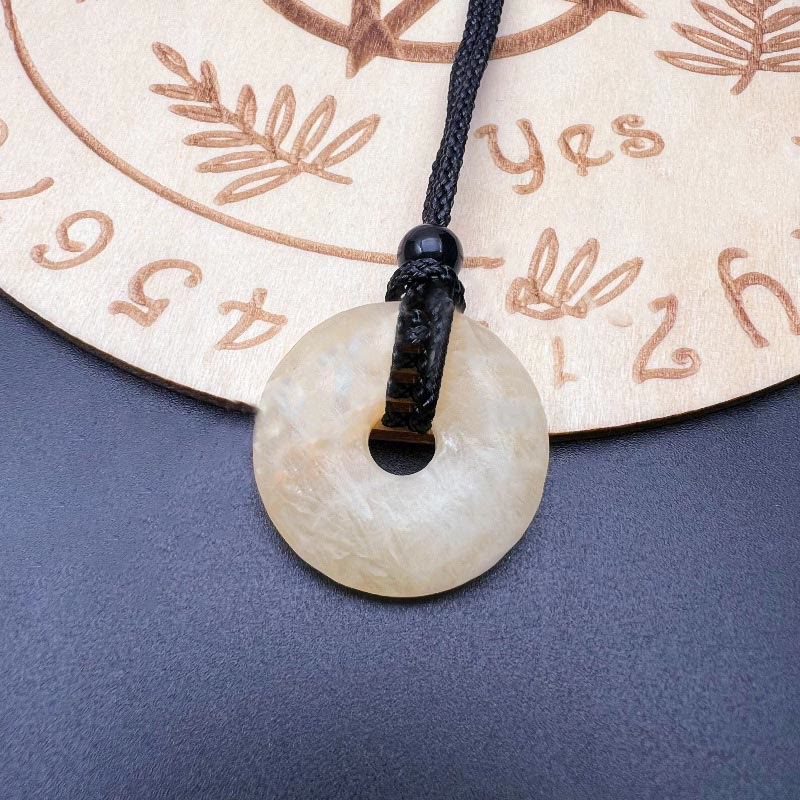 Buddha Stones Natural Lucky Coin Peace Buckle Pendant Healing Crystal Gemstone Necklace