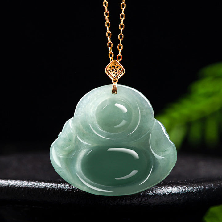 Laughing Buddha Natural Jade Prosperity Abundance Necklace Pendant - image 8