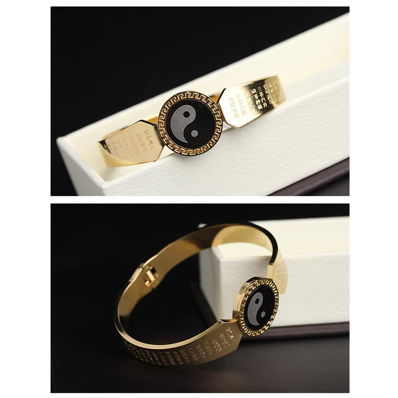 Buddha Stones Yin Yang Lotus Om Mani Padme Hum Mantra Titanium Steel Harmony Bracelet Bangle - image 8