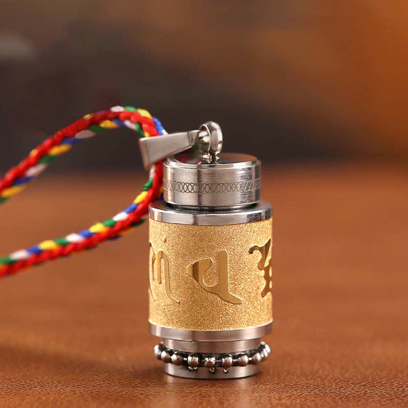 Buddha Stones Tibet Om Mani Padme Hum Shurangama Mantra Titanium Steel Wisdom Amulet Necklace Pendant - image 1