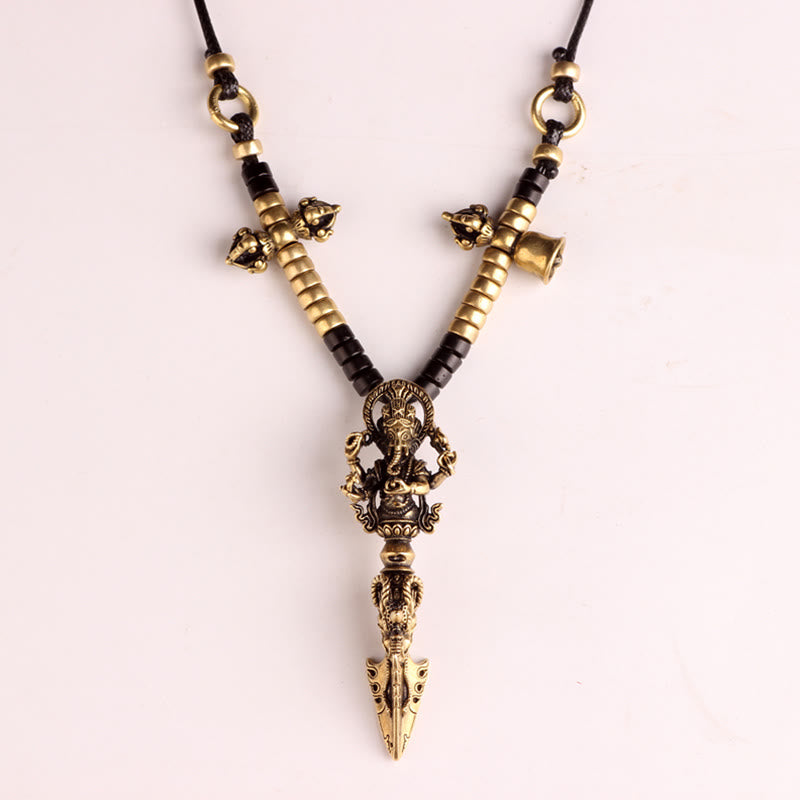 Tibetan Ganesh Ganpati Elephant God of Wealth Dorje Vajra Spiritual Power Necklace Pendant - image 13