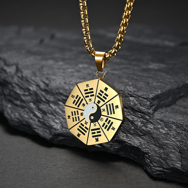 Bagua Yin Yang Titanium Steel Balance Necklace Pendant - Gold - image 5