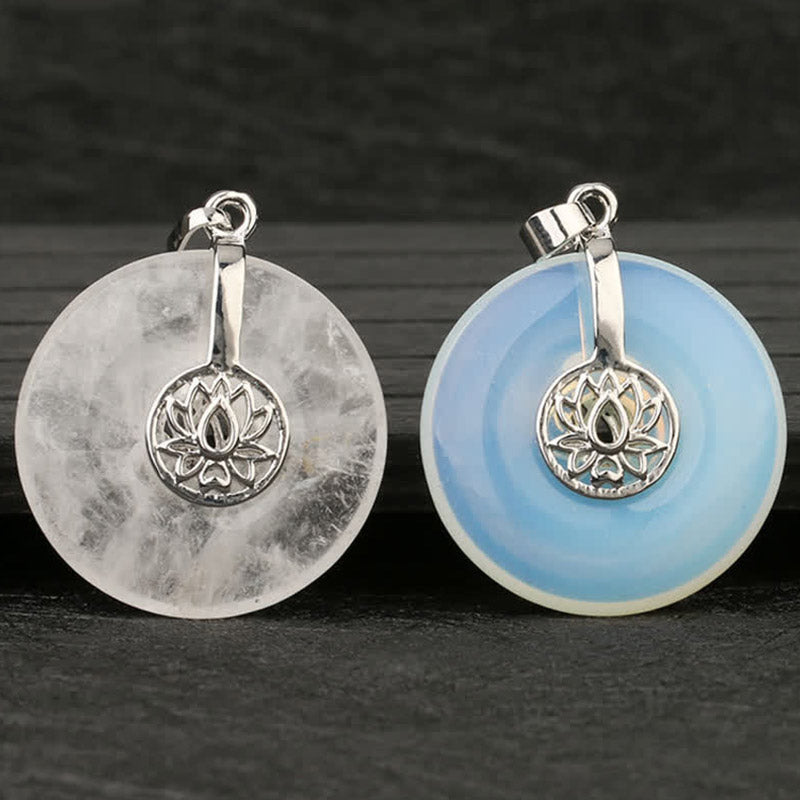 Buddha Stones Various Crystal Amethyst Pink Crystal Lotus Healing Necklace Pendant - image 23