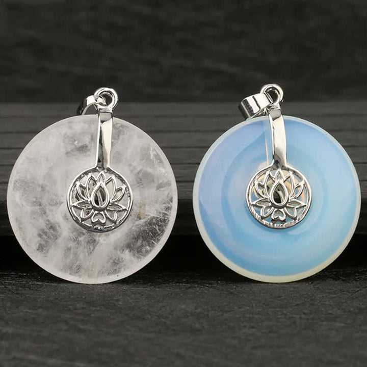 Buddha Stones Various Crystal Amethyst Pink Crystal Lotus Healing Necklace Pendant - image 23