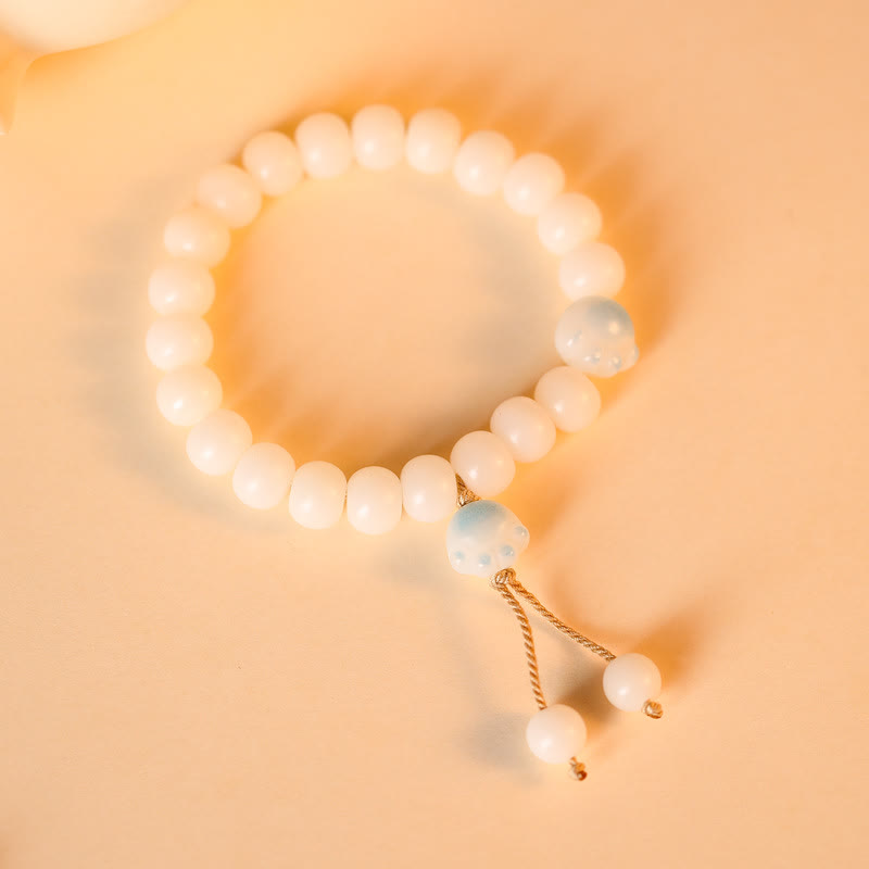 Buddha Stones Natural Bodhi Seed Lovely Paw Lucky Cat Paw Peace Bracelet - Blue&&String - image 10