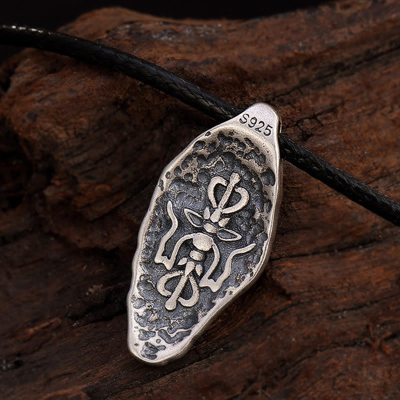 Buddha Stones Tibetan 925 Sterling Silver Om Mani Padme Hum Dorje Vajra Engraved Strength Necklace Pendant - image 17