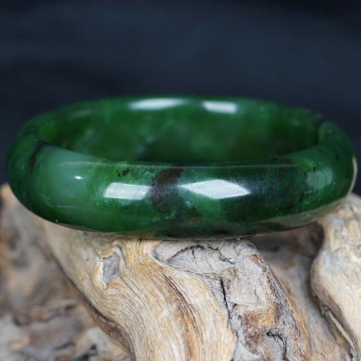 Natural Hetian Cyan Jade Happiness Success Bracelet Bangle - image 3