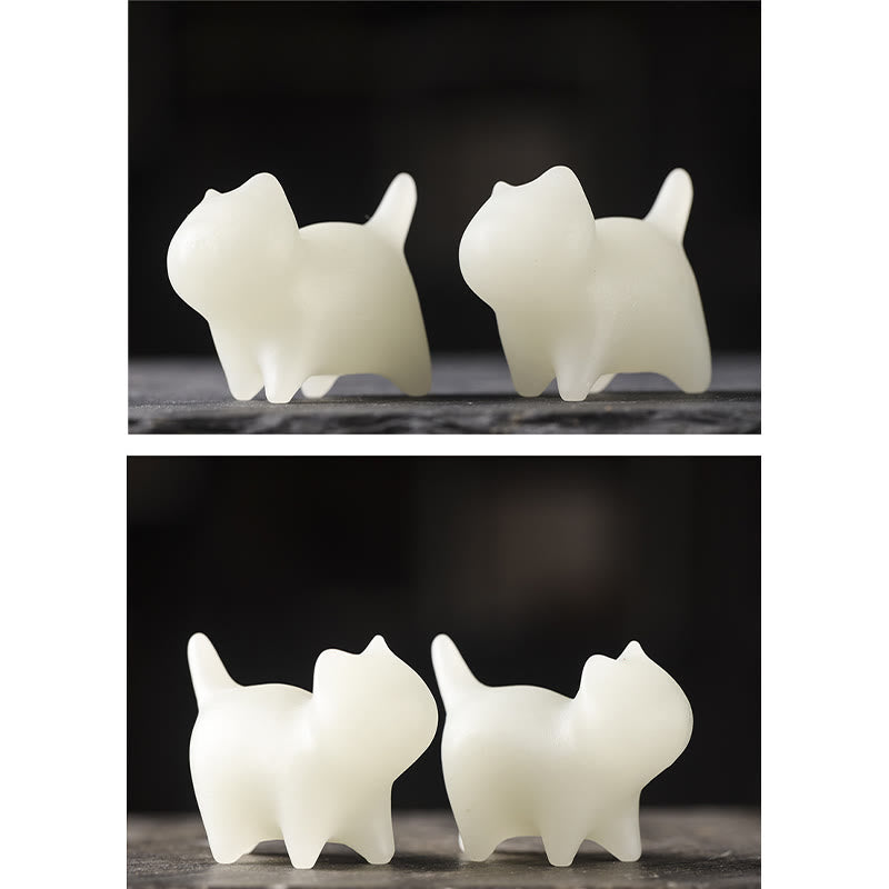 Buddha Stones 2Pcs Mini Cute Cat Glowstone Luminous Lucky Cat Energy Decoration - image 9