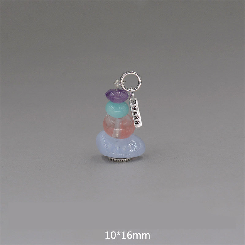 Buddha Stones Zen Cairn Labradorite Various Crystals Calm Pendant Necklace - Amethyst&Amazonite&Blue Chalcedony Pendant 10*16mm - image 26