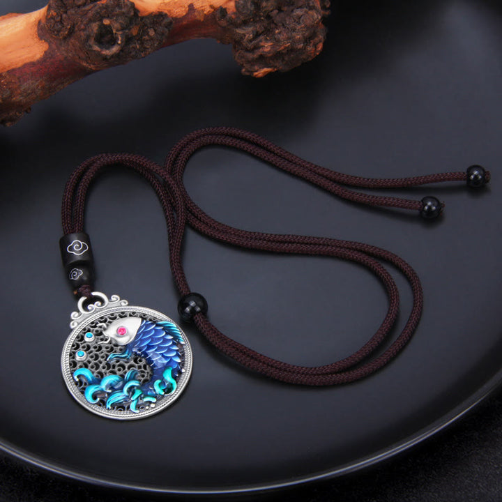 Buddha Stones 999 Sterling Silver Luck Koi Fish Success Prosperity Necklace Pendant - image 4