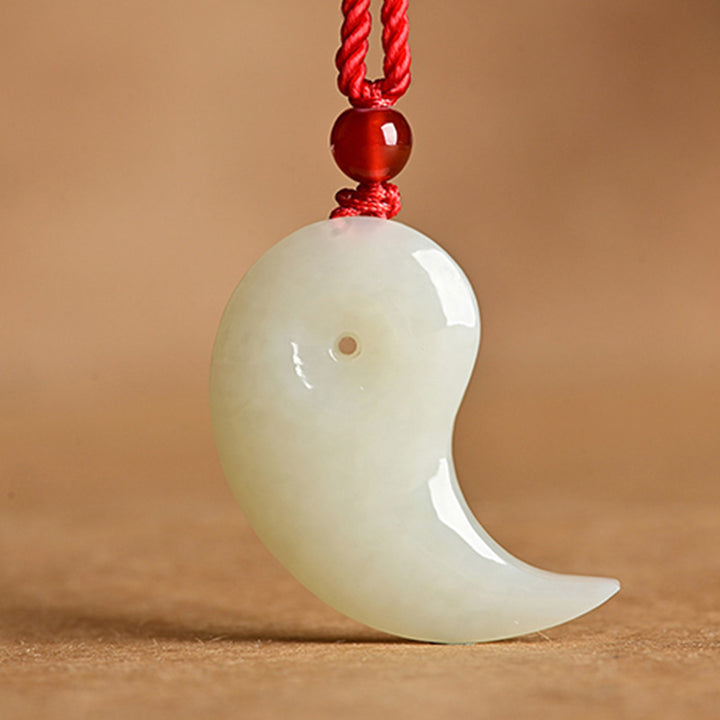 Yin Yang White Jade Cyan Jade Protection Blessing Necklace String Pendant - image 8