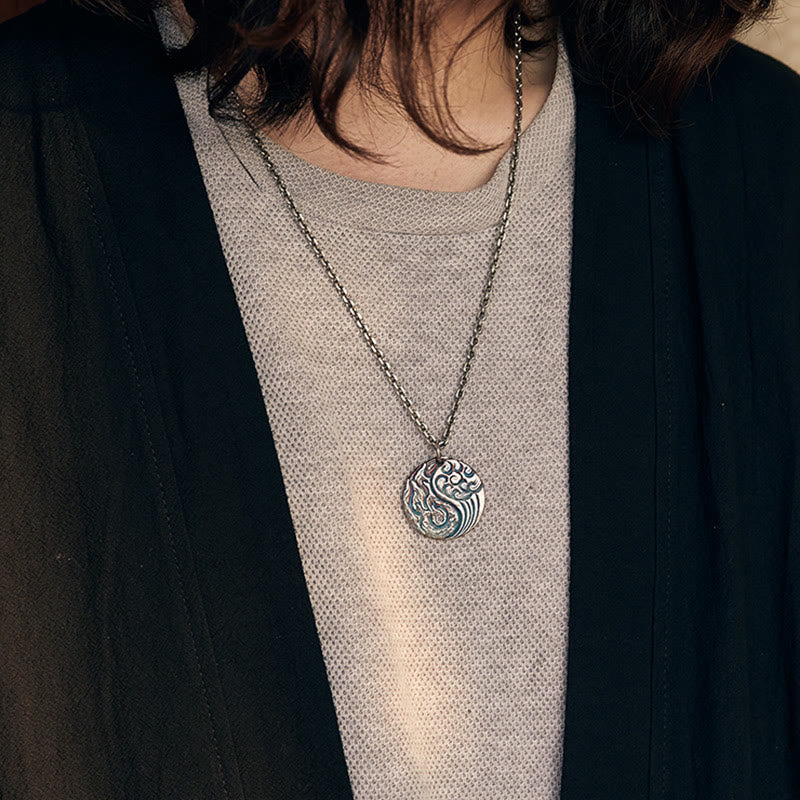 Buddha Stones 990 Sterling Silver Yin Yang Water and Fire Balance Necklace Pendant - image 9