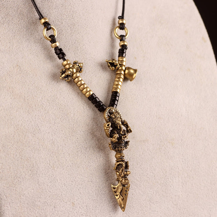 Tibetan Ganesh Ganpati Elephant God of Wealth Dorje Vajra Spiritual Power Necklace Pendant - Dorje/Vajra&Ganesh - image 1