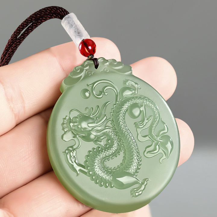 Buddha Stones Chinese Zodiac Dragon Jade Luck Necklace String Pendant - image 2