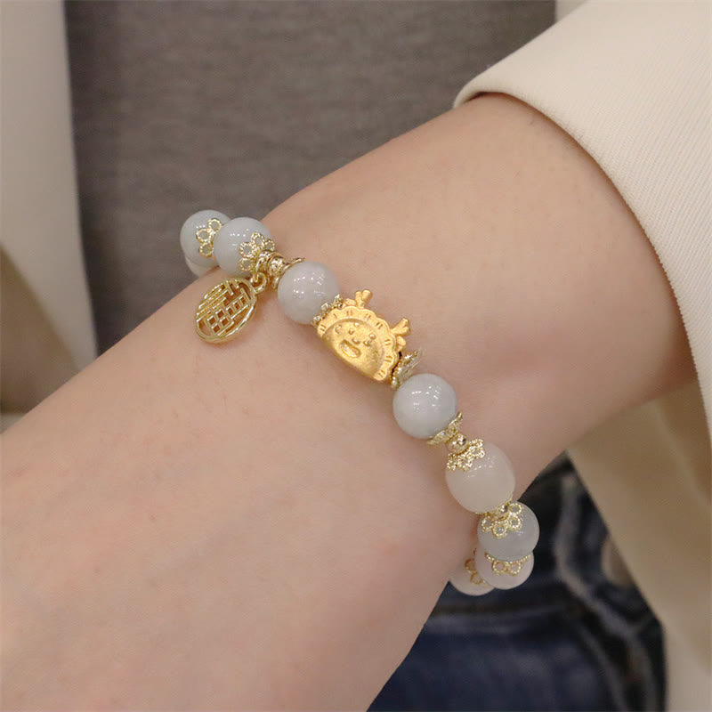 Buddha Stones Year Of The Dragon Red Agate Strawberry Quartz Black Obsidian Jade Garnet Pearl Cinnabar Dumpling Dragon Luck Fu Character Bracelet - image 20