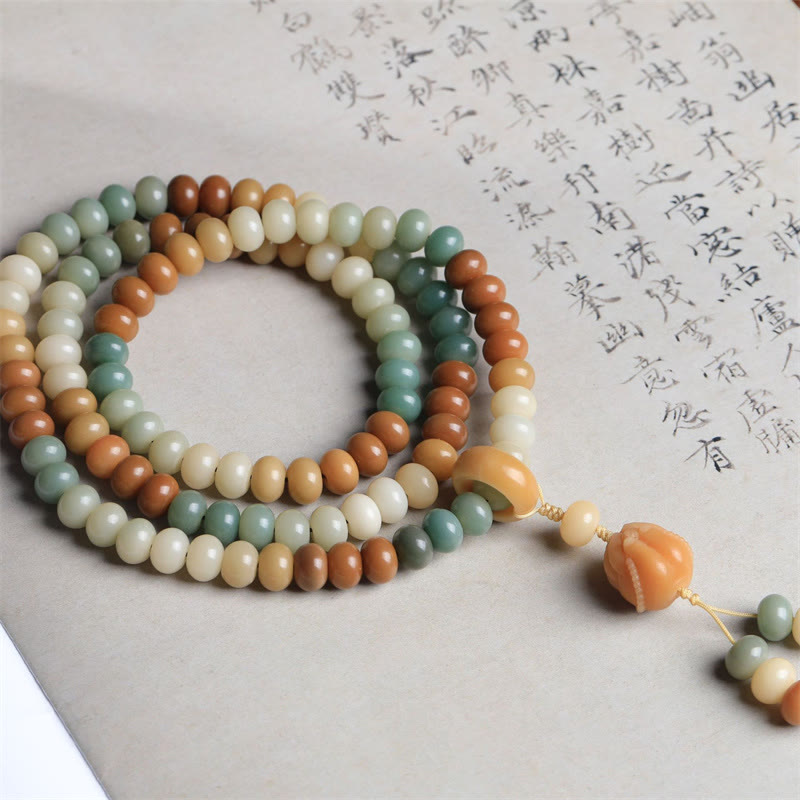 Buddha Stones 108 Mala Beads Gradient Bodhi Seed Buddha Hand Engraved Peace Bracelet - image 2