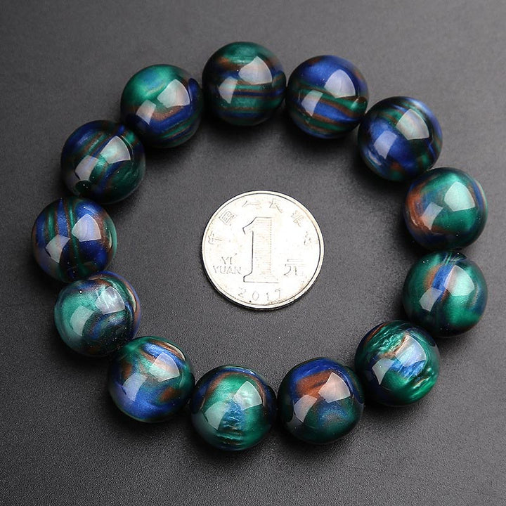 Buddha Stones Colorful Sea Willow Mala Positive Bracelet Ring - image 5