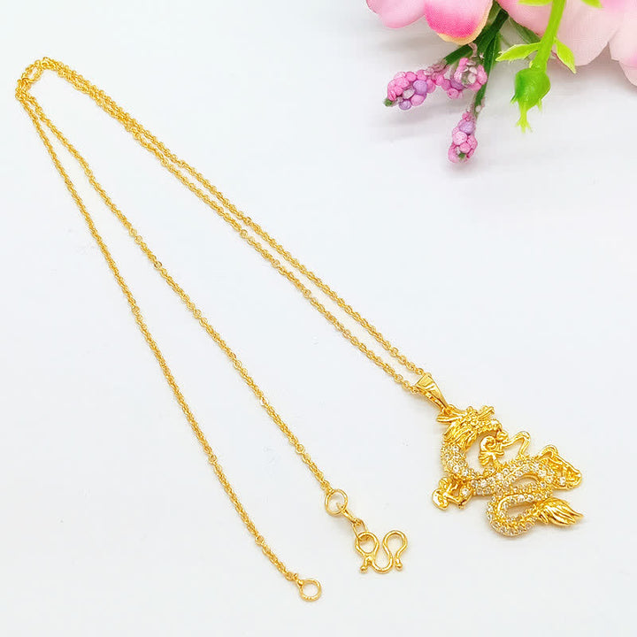 Buddha Stones Gold Dragon Protection Necklace Pendant - image 4
