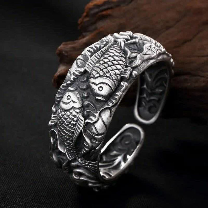 Buddha Stones Koi Fish Lotus Luck Wealth Bracelet Bangle - image 2