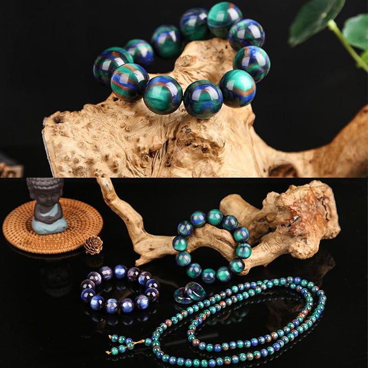 Buddha Stones Colorful Sea Willow Mala Positive Bracelet Ring - image 1