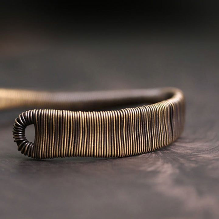 Buddha Stones Simple Design Wrapped Copper Luck Wealth Adjustable Cuff Bracelet - image 8