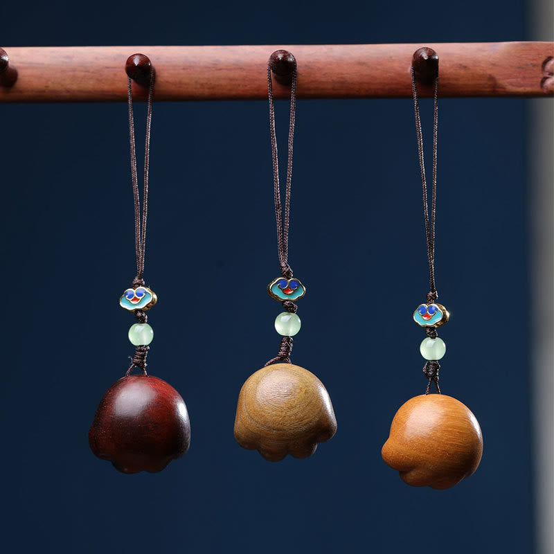 Buddha Stones Sandalwood Small Leaf Red Sandalwood Green Sandalwood Lucky Cat Paw Claw Om Mani Padme Hum Protection Phone Hanging Decoration - image 2