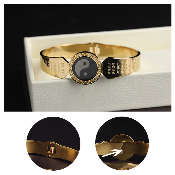 Buddha Stones Yin Yang Lotus Om Mani Padme Hum Mantra Titanium Steel Harmony Bracelet Bangle - image 6
