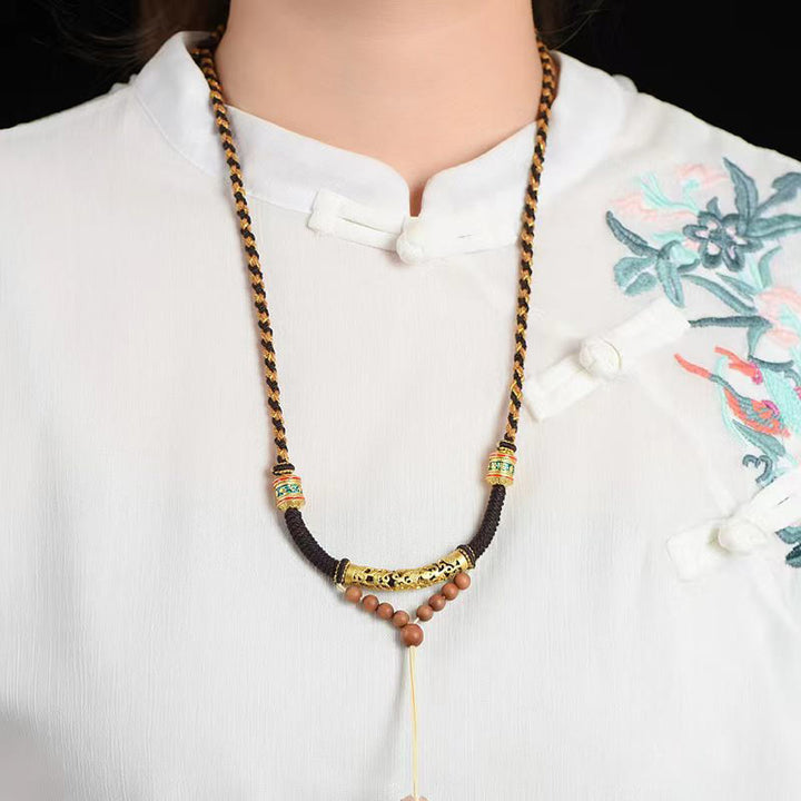 Buddha Stones Tibetan Handmade King Kong Knot Om Mani Padme Hum Prayer Wheel String Necklace Pendant - image 2