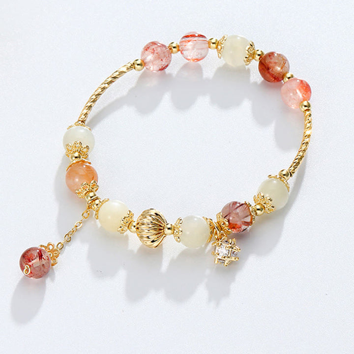 Colorful Rutilated Quartz Cat Eye Zircon Auspiciousness Bead Bracelet - image 6