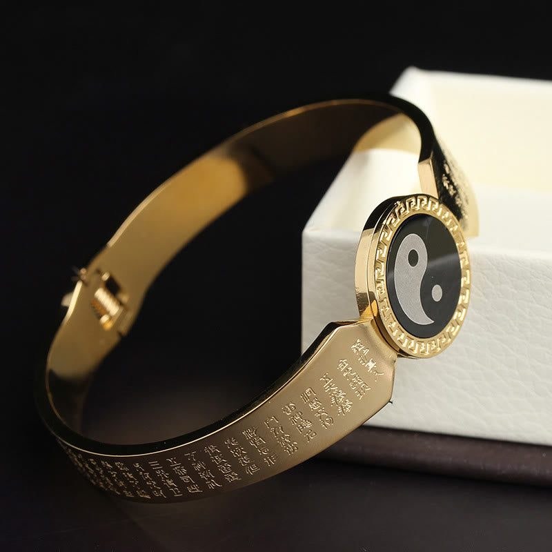 Buddha Stones Yin Yang Lotus Om Mani Padme Hum Mantra Titanium Steel Harmony Bracelet Bangle - image 2
