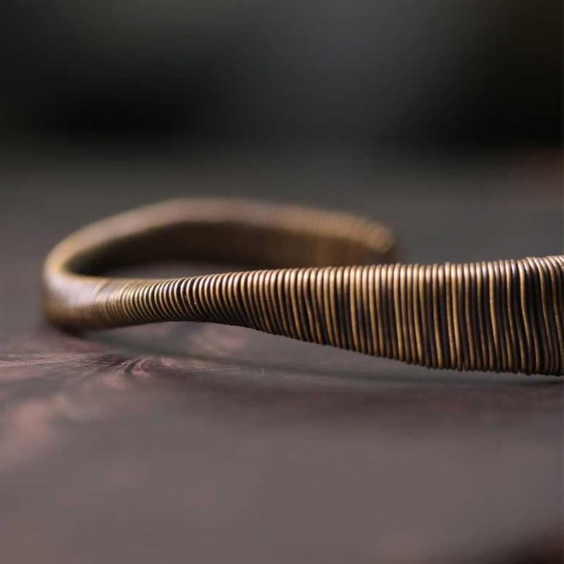 Buddha Stones Simple Design Wrapped Copper Luck Wealth Adjustable Cuff Bracelet - image 11